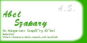 abel szapary business card